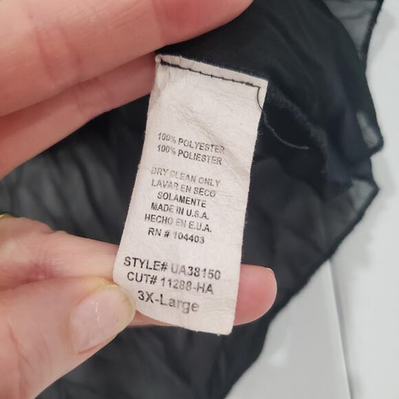 Y2K 90s Whimsigoth Fairy Grunge Blouse Womens 3XL Black Sheer Tie Front Beaded - Picture 8 of 9